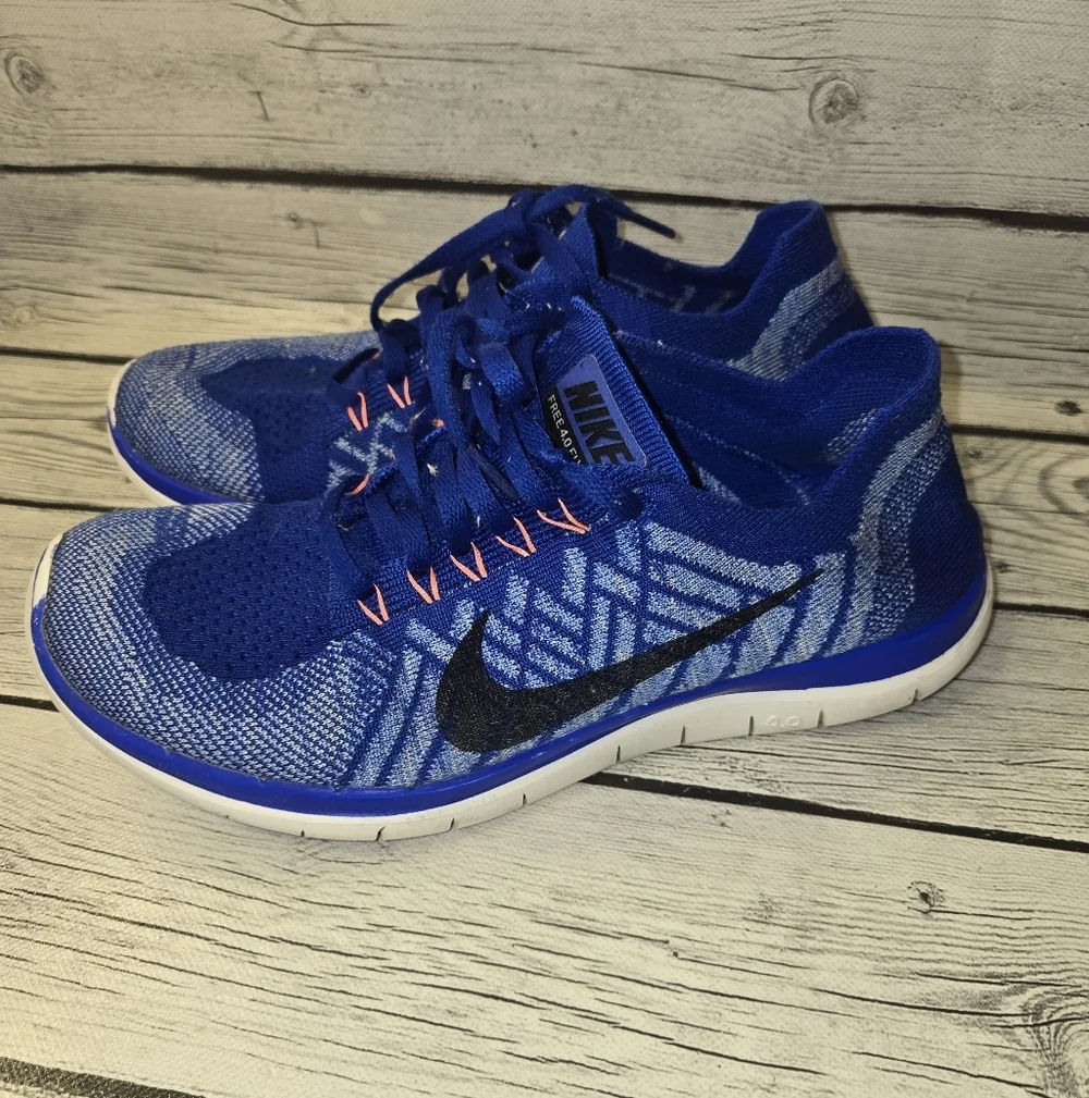 Nike Free 4.0 Flyknit Women's Size 8.5 Running Shoes Racer Blue